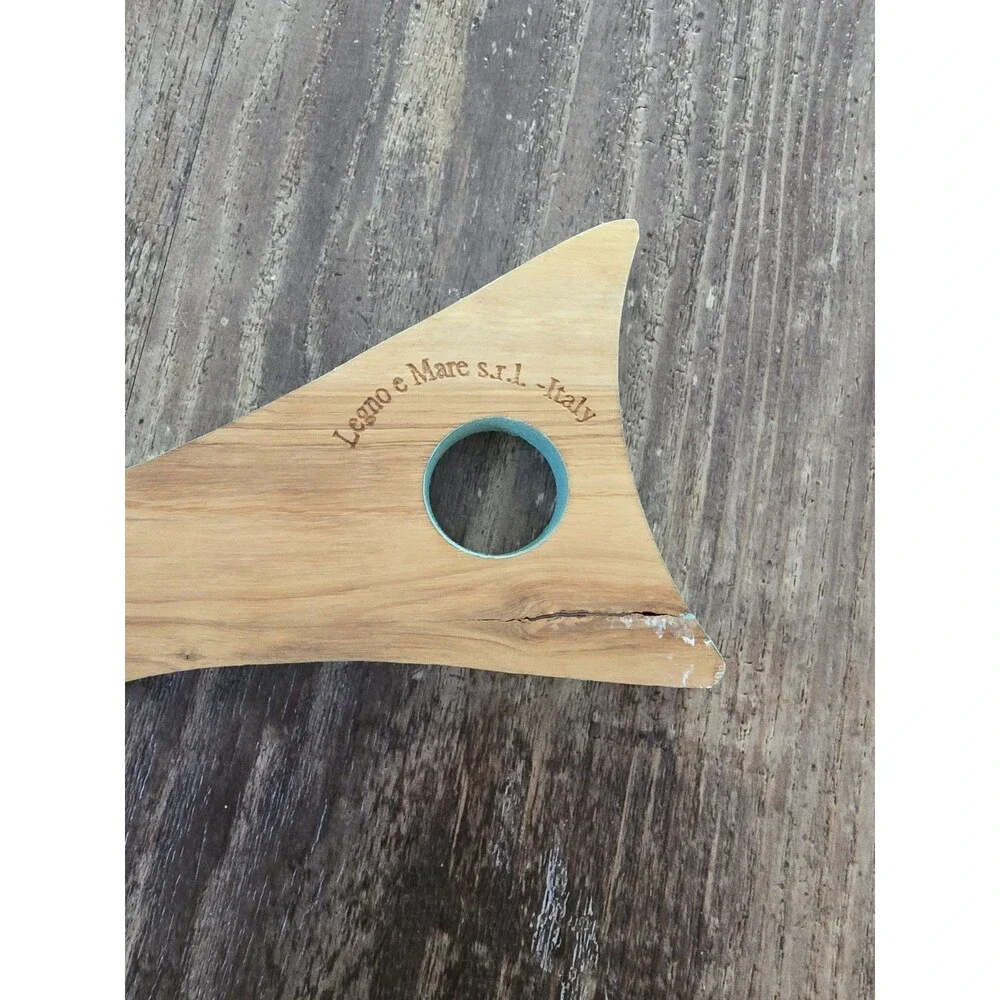 Vintage Legno e Mare Italian Fish Shaped Wooden Cutting Board Olive Wood